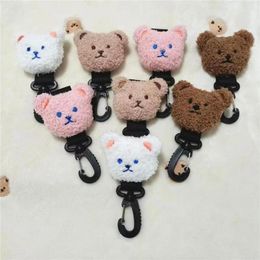Stroller Parts Practical Adjustable Plush Cute Bear Embroidery Bag Hanging Hook Accessory Baby Organiser Hooks