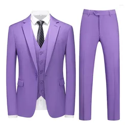Men's Suits M-6XL Double Vent Mens Suit ( Blazer Vest Pants) Solid Colour Formal Office Business Three-piece Groom's Wedding Dress Party