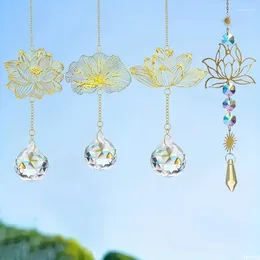 Garden Decorations Crystal Prism Suncatcher Lotus Flower Shape Wind Chimes Ball Rainbow Maker Window Decor Hanging Party Supplies Gift