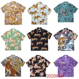 Men's Casual Shirts Multi Colour Tiger Pattern Wacko Maria Short Sleeve Shirt Men Women High Quality Hawaii Beach Holiday Japan