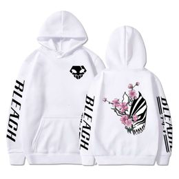 Bleach Anime Hoodie Ichigo Face Graphic Sweatshirt Y2K Haruku Streetwears Casual Pullovers Unisex Autumn & Winter Fleece Tops