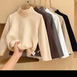 Jackets Autumn And Winter Plush Warmth Bottom Sweater For Boy Girl Aged 0-6 Casual Elastic Inner Top 2023 Fashionable Child Clothing