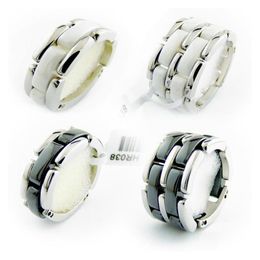 Fashion Jewelry Women Love Ring Double Row And Single Row Black White Ceramic Rings For Women Men Plus Big Size 10 11 12 Wedding R165H