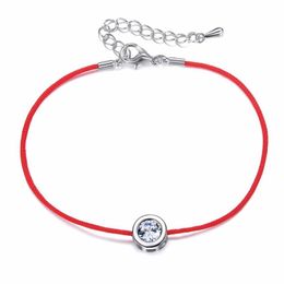 9 Colours Red Rope Bracelet Round 6mm Cubic Zircon Charm Friendship Bracelets & Bangles for Women Wedding Party Jewellery Gift245D