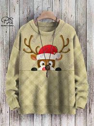 Men's Sweaters 3D Printing Christmas Series Tree Santa Claus Hat Elk Pattern Ugly Sweater Winter Street Casual Unisex S-2