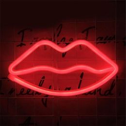 Decorative light neon lip sign LED night lights bedroom decoration birthday wedding party house wall decor valentines day gift281L