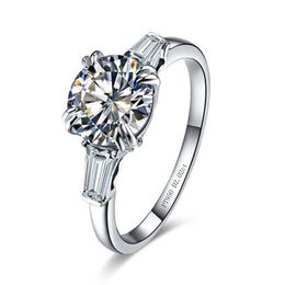 Cluster Rings Solid 925 Sterling Silver Romantic Propose Ring 2 02 Ct Round Cut Diamond Engagement For Women258d