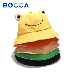 Berets Bocca Frog Bucket Hat Child Parents Panama Fisherman Hats With Ears Animal Cute Funny Outdoor Hiking Beach Sunscreen Bob Cap