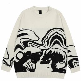 Y2K sweater loose pullover in autumn slim hip-hop street knitted black-and-white homemade head 231221