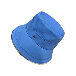 Women's Spring and Summer Bucket Hat Outdoor Leisure Sunshade Solid Colour Metal Letter Designer Fashion Beach Hats