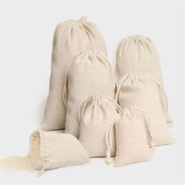 Jewellery Linen Drawstring Pouches 8x10cm 9x12cm 10x15cm 13x17cm 15x20cm 20x30cm Party Candy Sack Cotton Gift Packaging Bags225Y