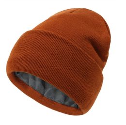 2 Piece Winter Warm Fleece Lined Beanie Hat Soft Knit Thick Skull Cuff Cap Windproof Ski Hats for Men Women 231221