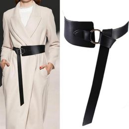 Belts Black Wide Corset Leather Belt Female Tie Obi Waistband Thin Brown Bow Leisure For Women Wedding Dress Lady291s