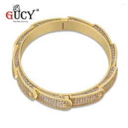 Bangle GUCY Hip Hop Fashion 7mm Bracelet Iced Out Micro Pave CZ Stone Colorful For Men Women