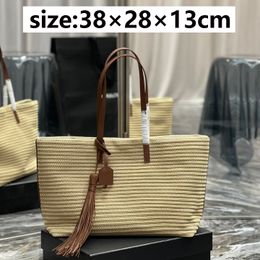 Women's Fashion Bags European fashion brand Lafite grass weaving with Italian cowhide high-capacity Tote straw bag