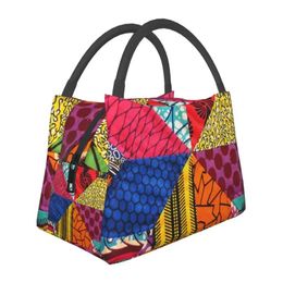 Bags African Ankara Prints Insulated Lunch Bags for Outdoor Picnic Geometric Ethnic Art Resuable Cooler Thermal Bento Box Women