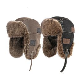 Mens Women Unisex Winter Warm Hat Trapper Trooper Earflap Winter Flaps Ski Hat Bomber Hats Russian Ski Hat Fur Hats 231221