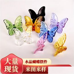 Decorative Objects & Figurines Decorative Objects Figurines Colored Glaze Crystal Butterfly Ornaments Home Decoration Crafts Holiday P Dh9T0