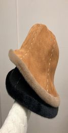 Women Felt Bucket Hat Designers Caps Winter Soft Warm Fisherman Crochet Hats Casual Comfortable Outdoor High Quality Letter Cap7533862