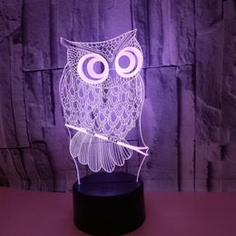 Touch Remote Control Visual lamp USB Creative Colorful 3D Small night lights Owl led lights christmas gift282l