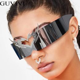 Sports Sunglasse Men Future Technology Sense y2k Heart Punk Sun Glaase Brand Designer Rimless Goggles UV400 231222