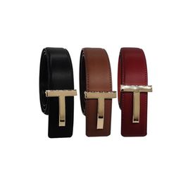 Fashion 3 8cm Wide Metal Letter T Gold Buckle Thin Belt Wild Women Leather Waistband TK Belts247S