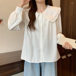 Women's Blouses 2024 Spring Autumn Plus Size Doll Collar Long Sleeve Shirt Loose Design Sense Niche Slim Foreign Age-Reducing Top