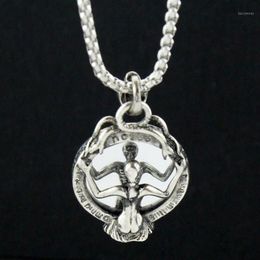 Cool Vintage Skeleton Magic Mirror Alloy Pendant Necklace Men's Jewelry Punk Rock Skull Style Charm Necklaces 1291M