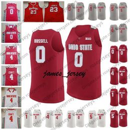 Jam Customised Ohio State Buckeyes #0 Russell 1 Conley 4 Craft 5 Havlicek Dangelo Mike Aaron John Men Youth Kid Red White Jerseys 4XL