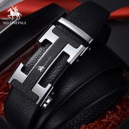 No onepaul Male Young Man Automatic Buckle Pure First Layer Leather Belt Men's Trendy Cowhide Business H-shaped208v