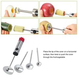 Drill Vegetable Fruit Corer Stainless Steel Tools Making Stuffed Vegetables Easy Grip Core Remover With 4 Blades For Kitchen 231221