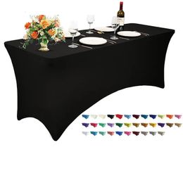 Solid Colour Spandex Tablecloth for el wedding party banquet 4FT 6FT 8FT Elastic fabric Table cover custom 231221