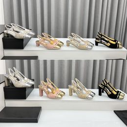 Designer Dress Shoes Woman Slingback Leather Sandal Velvet Suede Sandals Luxury Pumps Slides Apricot Heels Office Back Strap Slide