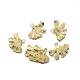 Charms 10Pcs Brass Ginkgo Leaf Gold Plated Tree Leaves For DIY Dangle Earrings Bracelet Necklace Jewellery Making Supplies