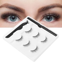 3 Pairs Fashion Magnetic False Eyelashes Waterproof Eyeliner Pen Tweezers Portable Set Natural Makeup 231221