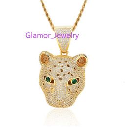 hip hop leopard Head Pendant diamonds pendant necklaces for men women luxury necklace Jewellery gold plated copper zircons Cuban chain