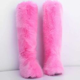warmer Winter Over The Knee Snow Boots Fur Boots Women Luxurry Fluffy Furry Fur Long Ski Boots Female Sexy Warm Plush Cotton Boots