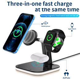 Chargers 3 In 1 Magnetic Wireless charger Stand 15W Fast Charging Dock Station For Watch Cell Phone Headset Series