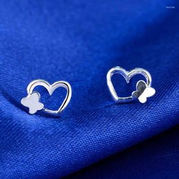 Stud Earrings Deign Heart Butterfly Shaped Girls For Women Elegant Ladies Trendy Jewellery Cute Simple Earring Gifts