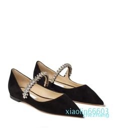 Summer sandal casual shoe for women flats Adeembellished suede ballerina flats pearl strap wedding party dress shoes