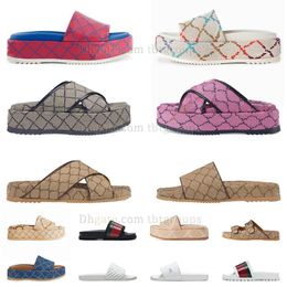 high quality Slippers Men Women Multicolor Flora canvas Slides Sandals Molded in black mens womens famous slipper thick bottom house room summer slide sandal