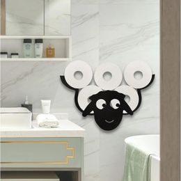 Sheep Toilet Paper Holder Roll Animal Wall Mount Black Wc Tissue Storage Rack Bathroom Home Decor Accessories 231221
