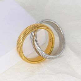 Bangle Steel Plating 18K Gold Exaggerated Creative Personality Stripes Multilayer Hollow Multi-Color Bracelets