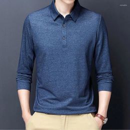 Men's Polos Autumn Winter KPOP Fashion Style Harajuku Slim Fit Ropa Hombre Loose Casual All Match Undershirt Solid Button Lapel POLO Shirt