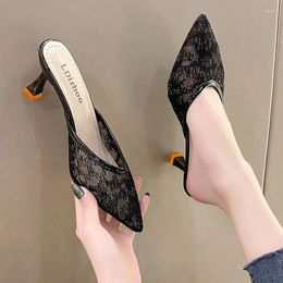 Dress Shoes Fashion Pointed High Heels For Women 2023 Spring/Summer Mesh Faced Women's Wear Thin Outside