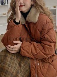 Women's Down Parkas Winter Fashion Warm Coat Women Parkas Female Korean Down Jacket Ladies Casual Loose Patchwork Fluffy Coats Argyle Padding Coat J231222