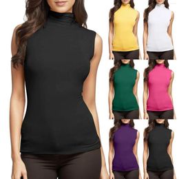 Women's Blouses Womens Blouse And Tops Turtleneck Neck Sleeveless Shirt Black Women Fitness Vest Stand Collar Elegant Tank Top Ropa Mujer