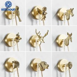 Brush Gold Animal Hook Solid Brass Coat Door Back Bathroom Kitchen Hooks Towel Rack Kmmoun 231221