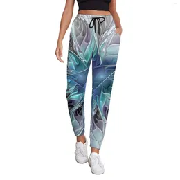 Women's Pants Abstract Floral Print Baggy Ladies Modern Flower Aesthetic Joggers Autumn Home Custom Trousers Big Size 2XL