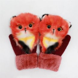 Animal Cat Dog Panda Husky Unicorn Fox Parent-child Mittens Winter Thick Warm Princess Mittens Full Finger Gloves For Kids Girls 231222